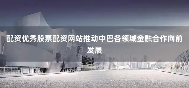 配资优秀股票配资网站推动中巴各领域金融合作向前发展