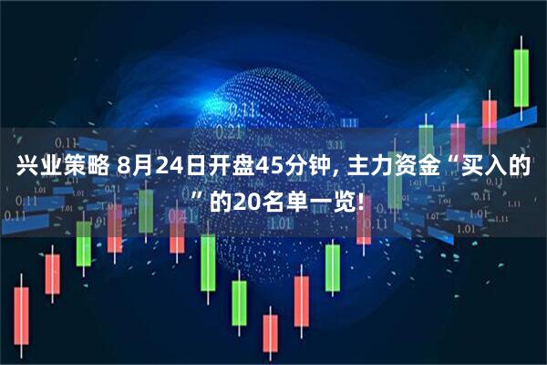 兴业策略 8月24日开盘45分钟, 主力资金“买入的 ”的20名单一览!